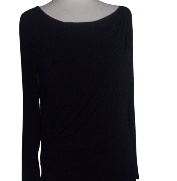 Aritzia Babaton Joaquin Ruched Detail Dress Black Size Large Midi Length - Picture 3 of 9